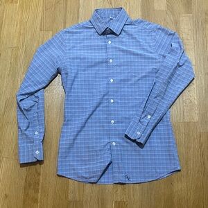 State & Liberty Blue White Red Plaid Check Button Down Dress Shirt Medium